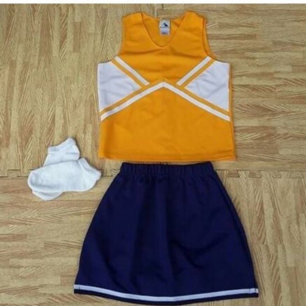 NEW ADULT XS/S CHEERLEADER UNIFORM TOP SKIRT SOCKS